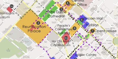 Ho chi minh city gəzinti tur xəritə 